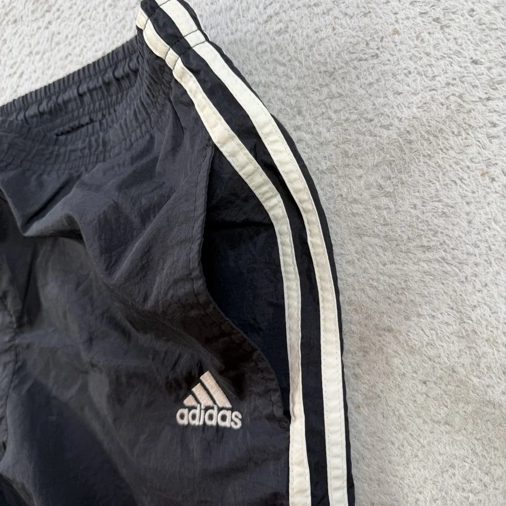 Vintage Adidas Windbreaker Pants Men Medium Black Gym Drawstring Zip Ankle Nylon - Picture 5 of 12